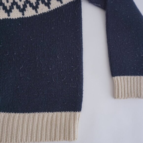 Roots Navy Red Cottagecore Knit 50% Wool Fisherman Fair Isle Crewneck Sweater XS - Picture 4 of 13